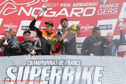 Podium général de la première course side car F1