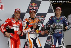 8e pole pole position Pour Marquez, entouré de ses "nouveaux" challengers : Dovizioso et Lorenzo
