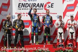 Podium de la course pour Reeves/Cluze lors du Mondial Magny-Cours 2010